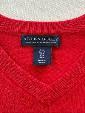 Allen Solly 100% Extra Fine Merino Wool Ref V-Neck Sweater L